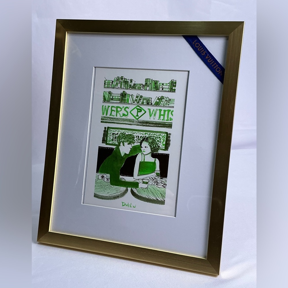 “Dublin” Louis Vuitton X Ruben Toledo Framed Art City Guide Post Cards COA